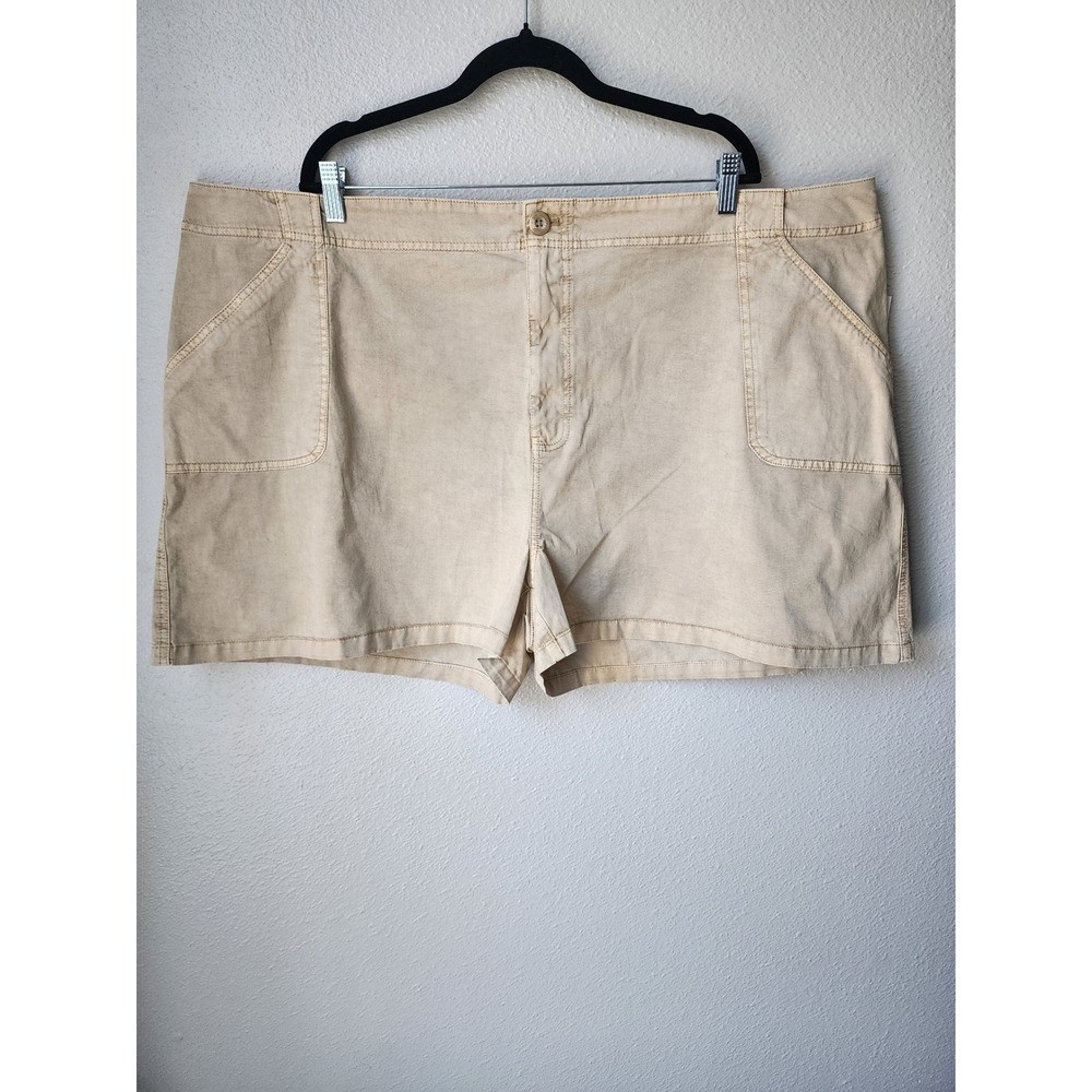 BP Nordstrom Womens Khaki Chino Shorts Size 28 Plus Tan Stretch Twill